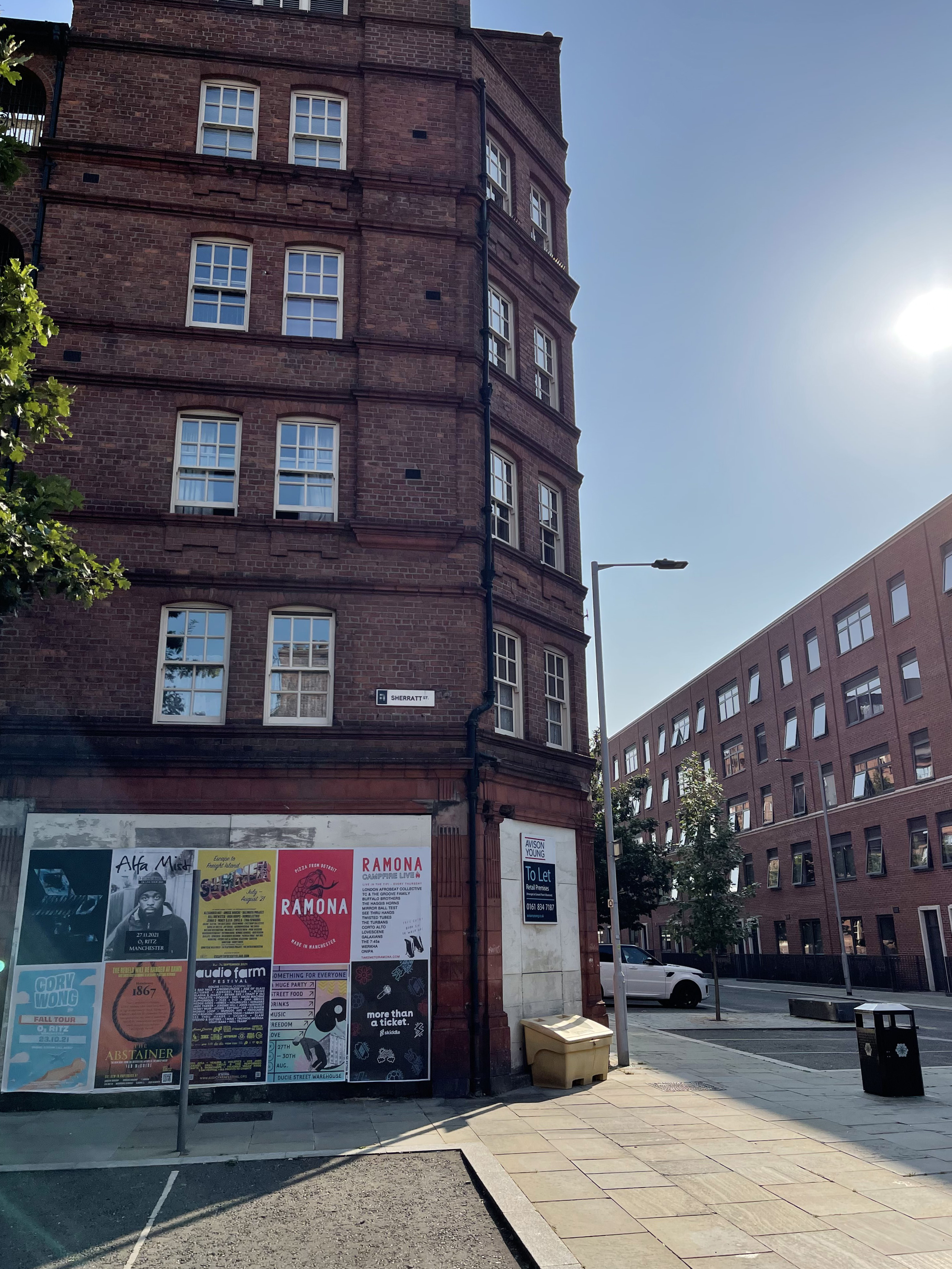 Music gig posters on Sherratt Street Ancoats